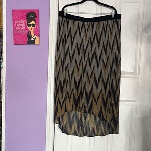 High-Low Chevron Midi Skirt